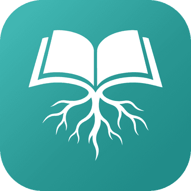 VerseRoot app icon, an open book with roots growing from its spine