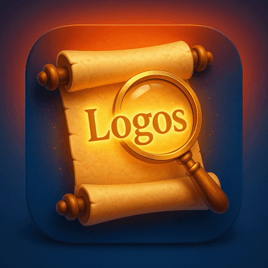 Verse Veil app icon, an illuminated scroll with a magnifying glass